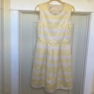 Maggy London- stunning yellow and beige dress. NWT